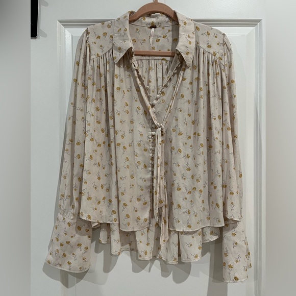 Free People Modern Muse Tie Front Blouse oversized - Picture 4 of 6